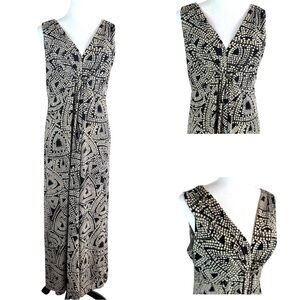 Ruby Rd. Women’s Black & White Abstract Print Sleeveless Maxi Dress‎ Size M